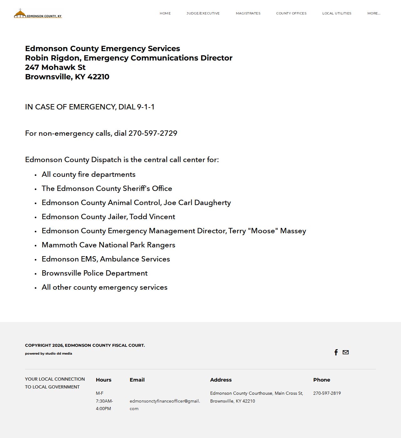 Edmonson County emergency dispatch contact for arrest agency routing